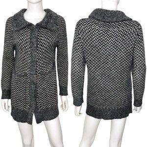 Joe’s Jeans Mohair Blend Herringbone Knit Snap Button Front Cardigan Sweater